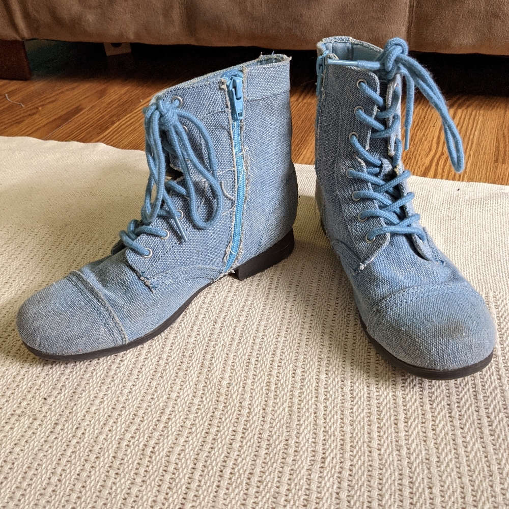 Blue denim boots